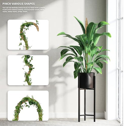 28" Bendable Plant Support Moss Pole 3 Pack for Climbing | Bendable Coco Coir,20FT Jute Rope Included,For Monstera,Pothos,Philodendron,Indoor Plant Support, Climbing & Training
