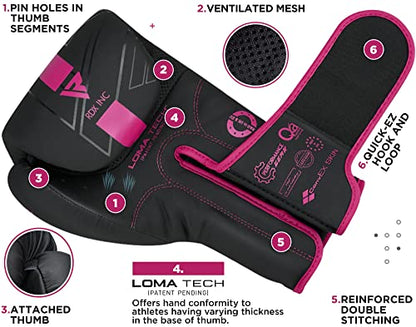 RDX Women Boxing Gloves, Pro Training Sparring, Maya Hide Leather, Muay Thai MMA Kickboxing, Adult, Heavy Punching Bag Focus Mitts Pads Workout, Ventilated Palm, Multi Layered, 8 10 12 14 16 Oz - size: 12OZ