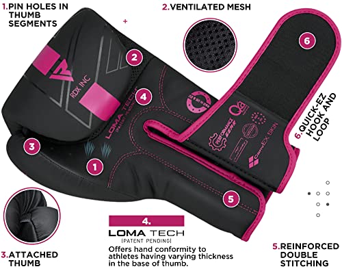 RDX Women Boxing Gloves, Pro Training Sparring, Maya Hide Leather, Muay Thai MMA Kickboxing, Adult, Heavy Punching Bag Focus Mitts Pads Workout, Ventilated Palm, Multi Layered, 8 10 12 14 16 Oz - size: 8OZ