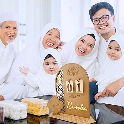 Wooden Ramadan Calendar Decorations - Wooden Countdown Calendars Decorations 30 Days Eid Mubarak,style 1