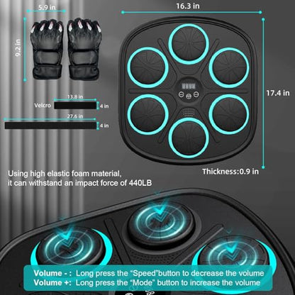 2026 Music Boxing Machine for Adults - Smart Bluetooth 2.0 Wall-Mounted Boxing Machine with Gloves Punching Bag for Home, Office, and Gym, 9 Modes & 9 Speeds