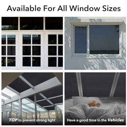 VSUDO Blackout Window Film - Static Cling Black Film for Inside Windows, Room Darkening - 17.5x157.5 Inch - color: Black, size: 17.5 x 157.5 Inch