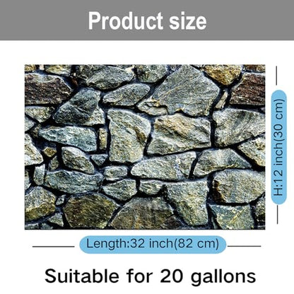 ELEBOX Fish Backgrounds Paper Double Sides 3D Stone & Trees Aquarium Background Picture 12" x 32" Fish Tank Background - color: N, size: H:11.8"x L:32.3"