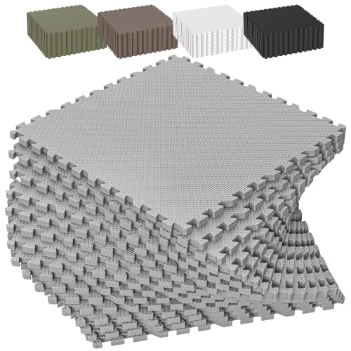 1/2" Thick 16 Pcs 64 Sq Ft EVA Foam Puzzle Exercise Mats, High-Density Interlocking Foam Floor Tiles for Home Gym, Gym Mat for Workout Equipment & Direct Exercise, Floor Padding for Kids - color: Grey, size: 64 Sq Ft (16 Tiles)