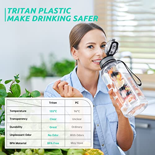 UTEBIT Fruit Infuser Water Bottle - 68 OZ Leakproof Plastic Infusion Bottle With Straw for Gym, Camping, Travel, Outdoor - style: 68OZ