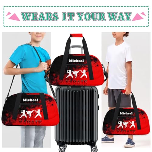 Personalized Martial Art Bag Duffel Bag for Girls, Custom Taekwondo Karate Bag Overnight Bags for Travel Weekender Practice Fighters - color: Option 4
