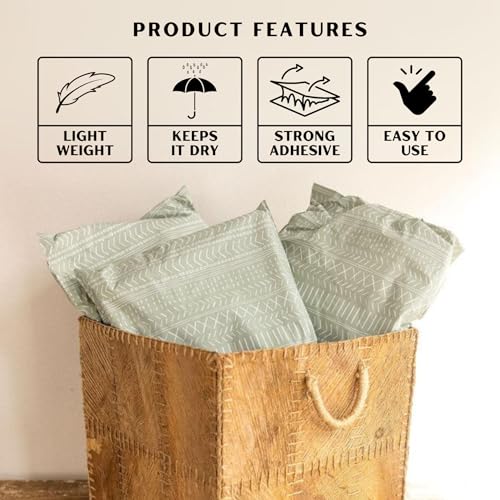 Poly Mailers 10x13 Inch 50 Pack Medium Shipping Bags Strong Thick Mailing Envelopes | Self Sealing Adhesive | Waterproof & Tear Resistant | Small Business Packaging for Clothing - Boho Sage Green - color: Green, size: 10x13 (50 Pack)