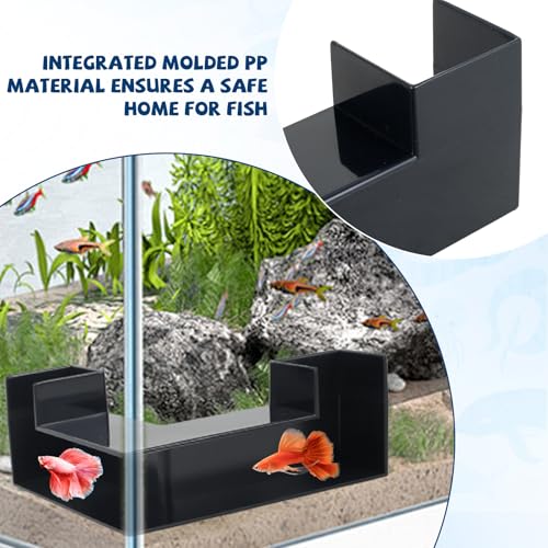 Aquarium Underground Corner Tunnel, Fish & Shrimp Hideout, 2 Pack (Black)