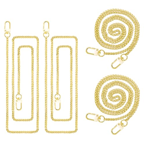 ELANE 4 Pack Purse Chain Strap，47 inch Purse Straps Replacement Crossbody Purse Chains for Handbags DIY - color: O-gold-4 Pack