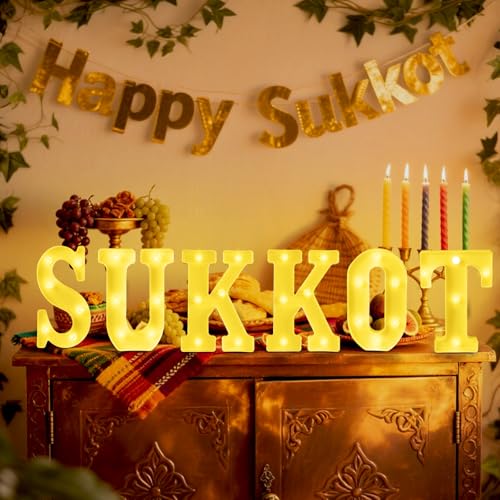 Aurelema 6 Pcs Sukkot Decorations LED Letter Lights Signs - color: Sukkot, size: 6.3 Inches