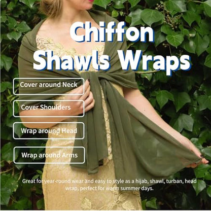 Chiffon Scarf for Women Lightweight Breathable Sunscreen Soft Solid Hijab Scarf for Daily & Muslim Wear - color: Pine Leaf Green Chiffon Scarf