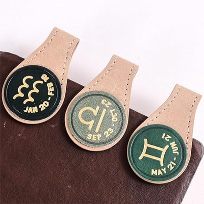 3 PCS Leather Magnetic Bookmark Clips, Zodiac PU Leather Bookmarks for Book Lovers, Full Set of Book Clip Accessories, Wind Direction Constellation - style: Air Signs Constellation
