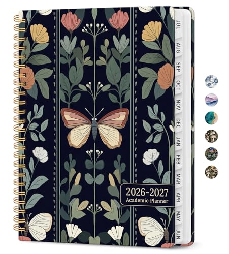 Planner 2026-2027, Academic Monthly and Weekly Calendar Planner for Women, July 2026 - June 2027, Hardcover Pretty Agenda Planner Book with Tabs, Spiral Daily Organizer for School Office Home Supplies, 6.3" x 8.5" - Butterfly Tapestry - color: C-Butterfly