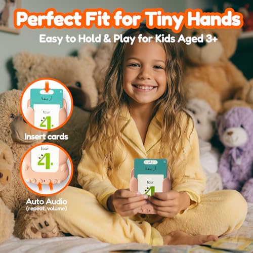 Talking Flash Cards Bilingual for Toddlers - Arabic English Flashcards for Kids Adults, Test Mode, Pocket Speech Children, Interactive Vocabulary Learning, Audible Gifts Boy Girl (Arabic) - color: Arabic