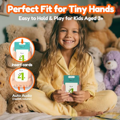Talking Flash Cards Bilingual for Toddlers - Arabic English Flashcards for Kids Adults, Test Mode, Pocket Speech Children, Interactive Vocabulary Learning, Audible Gifts Boy Girl (Arabic) - color: Arabic