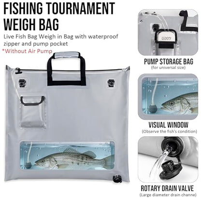 THKFISH Fish Tournament Weigh in Bag for Bass Fishing, Heavy Duty Insulated Live Fish Bag for Caught Fish with Waterproof Zipper and Mesh Liner, Leakproof,Puncture Resistant (Silver-25×23in) - color: Silver-25×23in