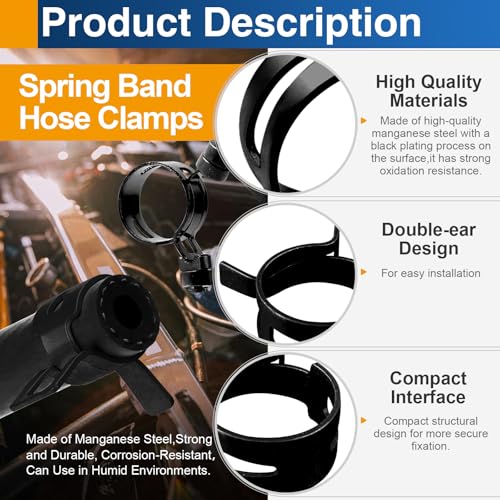 30PCS 6mm Spring Band Hose Clamps, for 6.5-7.2mm OD Hose | Constant tension spring steel, Self-adjusting clamping force - size: 6mm