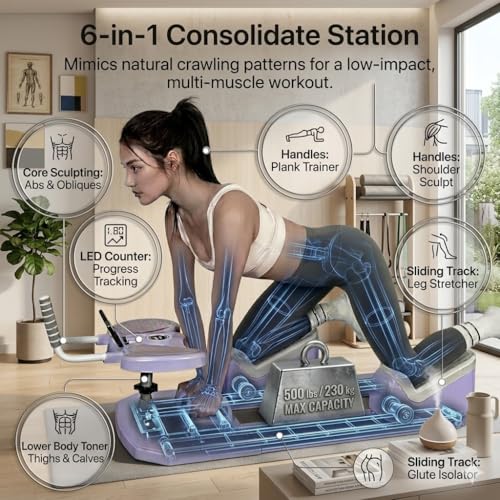 Crawling Training Machine Spine Twist & Stretch Trainer Effective Waist & Spine Workout, 3 Adjustable Height LED Counter 230kg Capacity,Detachable,for Full-Body Workout