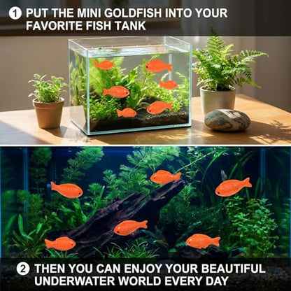36 PCS Miniature Fish Cute Mini Fishes Fake Plastic Small Red Goldfish Set Tiny Fishes Figurines for DIY Garden Aquarium Cake Decorations Ornament Accessories Party Supplies