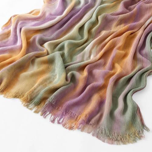 Women Crinkle Cotton Modal Hijab Scarf Tie Dye Long Shawl Wrap Headscarf - color: 5