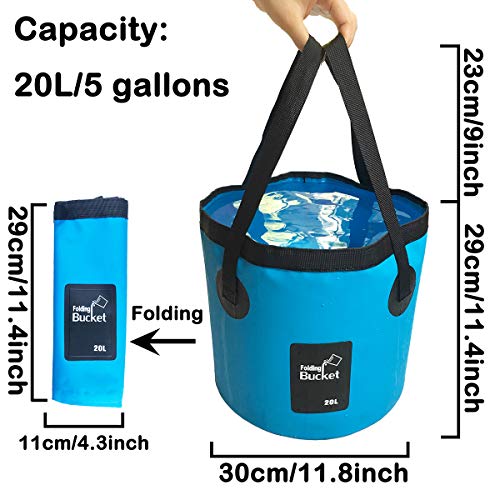 Sunglow Collapsible 5 Gallon Multifunctional Portable Fishing Bucket - Wash Basin Folding Bucket - Water Container for Fishing-Camping-Gardening (20L/5gallon(Blue)) - color: 20l/5gallon(blue)