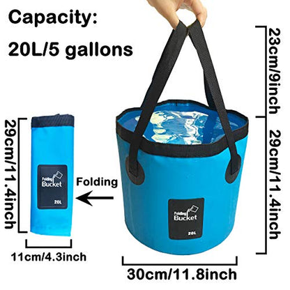 Sunglow Collapsible 5 Gallon Multifunctional Portable Fishing Bucket - Wash Basin Folding Bucket - Water Container for Fishing-Camping-Gardening (20L/5gallon(Blue)) - color: 20l/5gallon(blue)