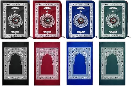 Travel Prayer Mat, 4 PCS 60cm*100cm Portable Prayer Mat, Waterproof Prayer Mat, Prayer Rug, Muslim Travel Prayer Mat, for Ramadan Gifts, Muslim Prayer (Green, Blue, Red, Black)