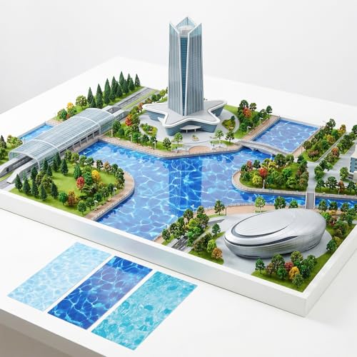 6 PCS Water Sticker, Self Adhesive Artificial Water Effect Sheet | Dollhouse & DIY Decor, Fake Lake Ocean River Scenery Stickers for Miniature Diorama Supplies