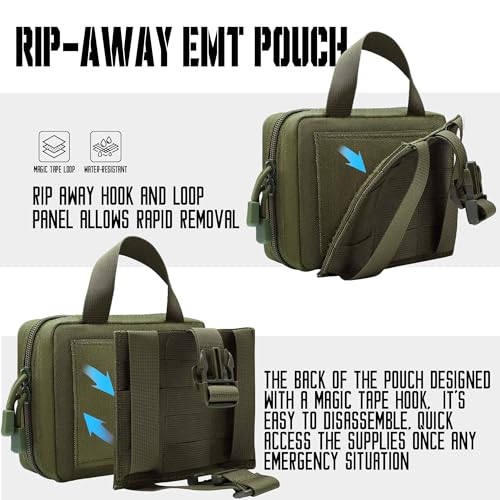 Upgrade Molle Rip Away Ifak Pouch, Tactical Small Belt First Aid Pouch Medical Utility EMT Pouch Only - color: Upgrade - Green