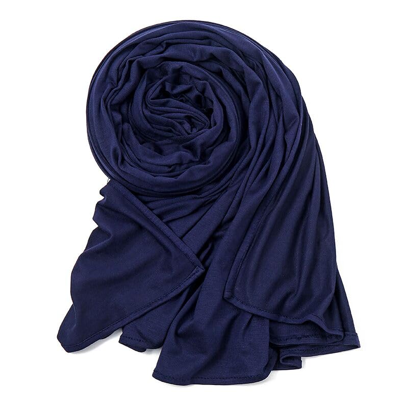 Pre-sewn Instant Hijab Non-slip Scarf for Women Modal Jersey Head Scarf Wrap for Women - color: Navy2