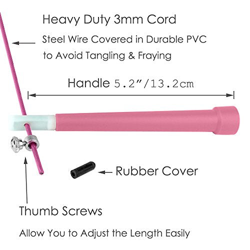 10 FT Adjustable Speed Jump Rope for Crossfit Boxing MMA Double Unders WOD Skipping Workout Fitness Cardio Endurance Training Martial Arts - Adjustable for Men, Women, Children - color: Pink