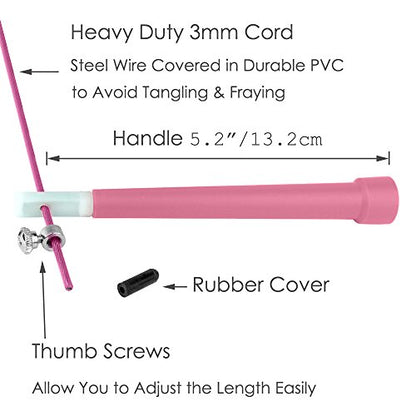 10 FT Adjustable Speed Jump Rope for Crossfit Boxing MMA Double Unders WOD Skipping Workout Fitness Cardio Endurance Training Martial Arts - Adjustable for Men, Women, Children - color: Pink