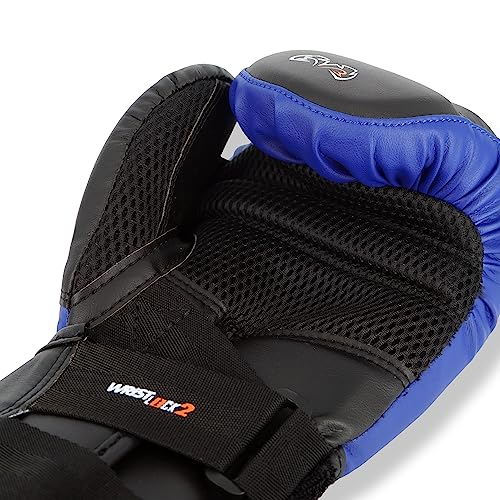 RIVAL Boxing RB10 Intelli-Shock Bag Gloves, Hook and Loop Closure - Ergonomic Fit, 1.25” of Closed Cell Foam for Intense Bag Use - color: Black/Blue, size: X-Large