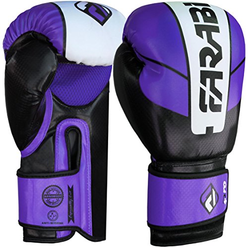 Farabi Pro Safety Tech Fighter MMA, Muay Thai Training Sparring Boxing Kickboxing Punching Gloves Mitts - color: Purple/White/Black, size: 10 Oz