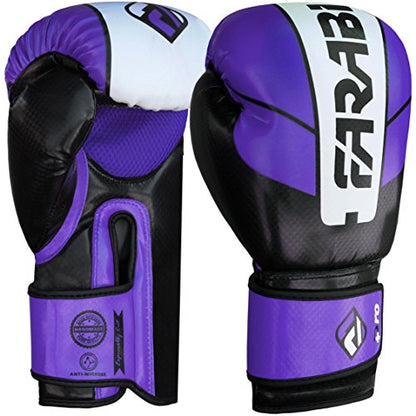 Farabi Pro Safety Tech Fighter MMA, Muay Thai Training Sparring Boxing Kickboxing Punching Gloves Mitts - color: Purple/White/Black, size: 10 Oz