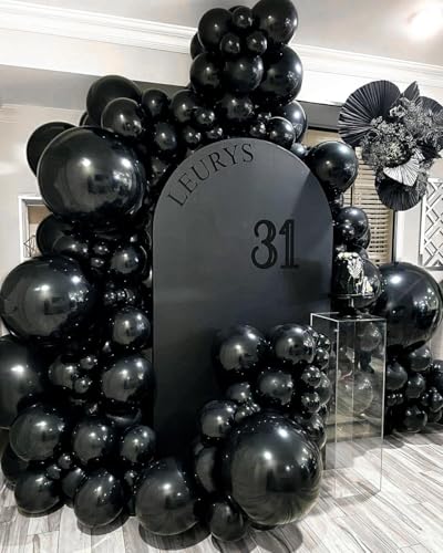 Captank Black Balloons Double Stuffed Balloon Garland Arch Kit Latex Different Size 18/12/5 inch for Birthday Graduation Anniversary Holiday New Year Halloween Ridder Star Wars Theme Party Decorations - color: Double Stuffed Black