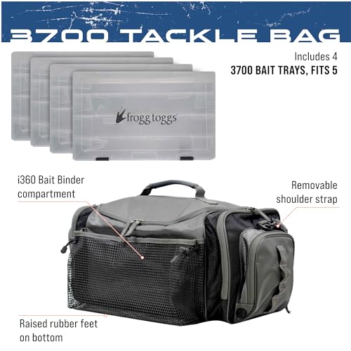 FROGG TOGGS Heavy Duty Fishing Tackle Duffle Bag, Includes Bait Trays, Black, 3700 - color: Black, style: 3700