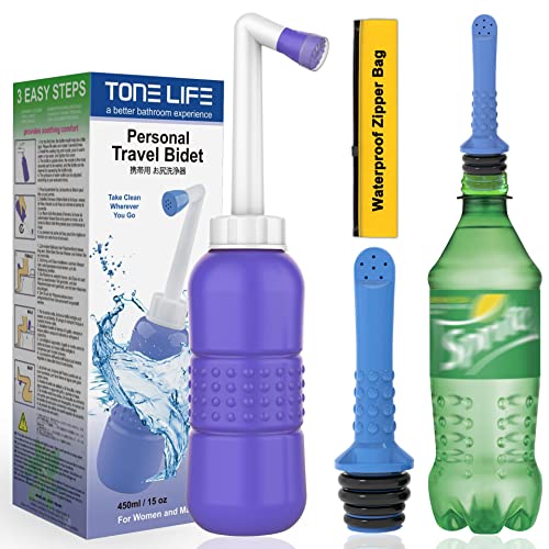 2PCS-Pack Portable Bidet 450ml Travel Bidets + Blue Backpacking Bidet,Peri Bottle for Postpartum and Perineal Care, Spray Bottle for Perineal Cleansing and Recovery - color: 450ml 1nozzle Bidet + Pocket Bidet