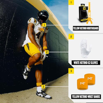 Nxtrnd Two Pro Football Mouth Guard, Permanent Strap, Fits Adult & Youth (Yellow) - color: Yellow