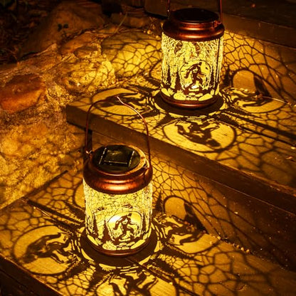 YISITEONE Bigfoot Outdoor Solar Lanterns, Garden Waterproof Metal Hanging Decor Lights for Patio Yard Pathway Lawn Front Porch, Big Foot Sasquatch Birthday Gardening Gifts for Men Women Mom Grandma - style: Bigfoot