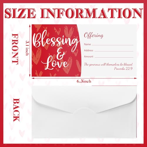 200 Pcs Church Offering Envelopes Tithe and Offering Envelopes for Church Blessings and Love Cash Envelope Bill Size for Tithes Checks and Donations