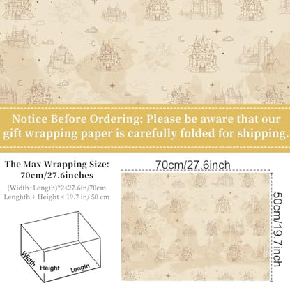 Keluna Magic Theme Wrapping Paper - 12 Sheets Wizard Castle Wrapping Paper for Birthday Baby Shower - color: Magic Theme