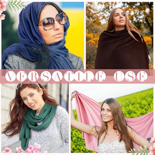 6 Pack Hijab Scarves for Women Muslim Head Wraps Jersey Hijab Soft Long Scarf Wrap for Muslim Shawl - color: Bright Colors
