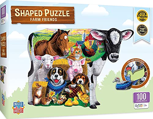 MasterPieces 100 Piece Shaped Jigsaw Puzzle for Kids - Farm Friends - 14"x19" - style: Farm Friends Shaped