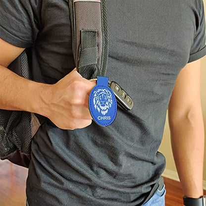 LaserGram Oval Keychain, Allah 2, Personalized Engraving Included (Dark Blue) - color: Dark Blue