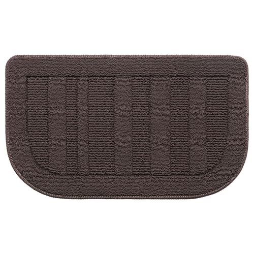 BEQHAUSE 30x18 Inch Kitchen Rugs Non Slip Washable Kitchen Sink Rug, Brown - color: Brown, size: 1'6" x 2'6" (Semicircular)