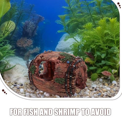 PRETYZOOM Realistic Resin Aquarium Barrel Fish and Shrimp Hideout Shelter, Large Red Solo Barrel Ornament for Freshwater Tank Decoration and Aquatic Pet Resting House