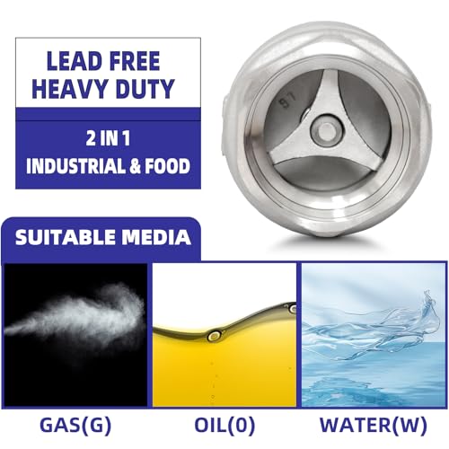 3" NPT Vertical Spring Check Valve, Stainless Female Thread, 1000 WOG, DN80 | Non-Return Heavy-Duty Lift Spring Design, Prevent Backflow, Protects Pumps, Quick Shutoff, for Vertical Piping, Water Oil Gas - size: 3"-NPT