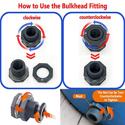 2 PCS Rain Barrel Bulkhead Fitting kit with Plugs and Hole Saw Tool, 3/4 Inch PVC Spigot Connector Kit for Rain Barrels Water Tanks Pools Aquariums Tubs (Bulkhead 3/4 Inch) - size: 3/4 Inch (Diameter 25mm)