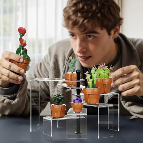 NIUBEE Acrylic Risers Display Stands, 6 Tier Rotating Clear Display Risers for Miniature, Mini Funko Pop, Amiibo, Figures,Jewelry, Perfume, Dessert